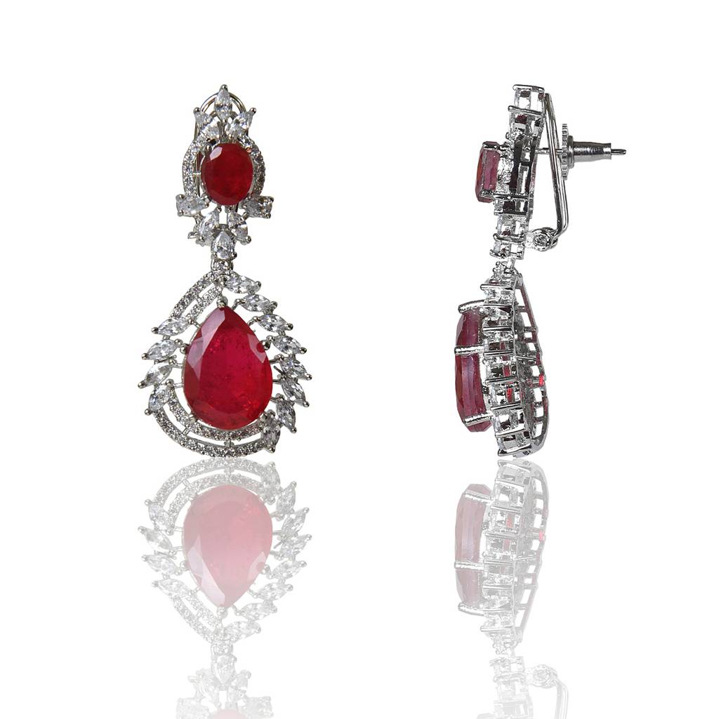 Red Zirconia Danglers