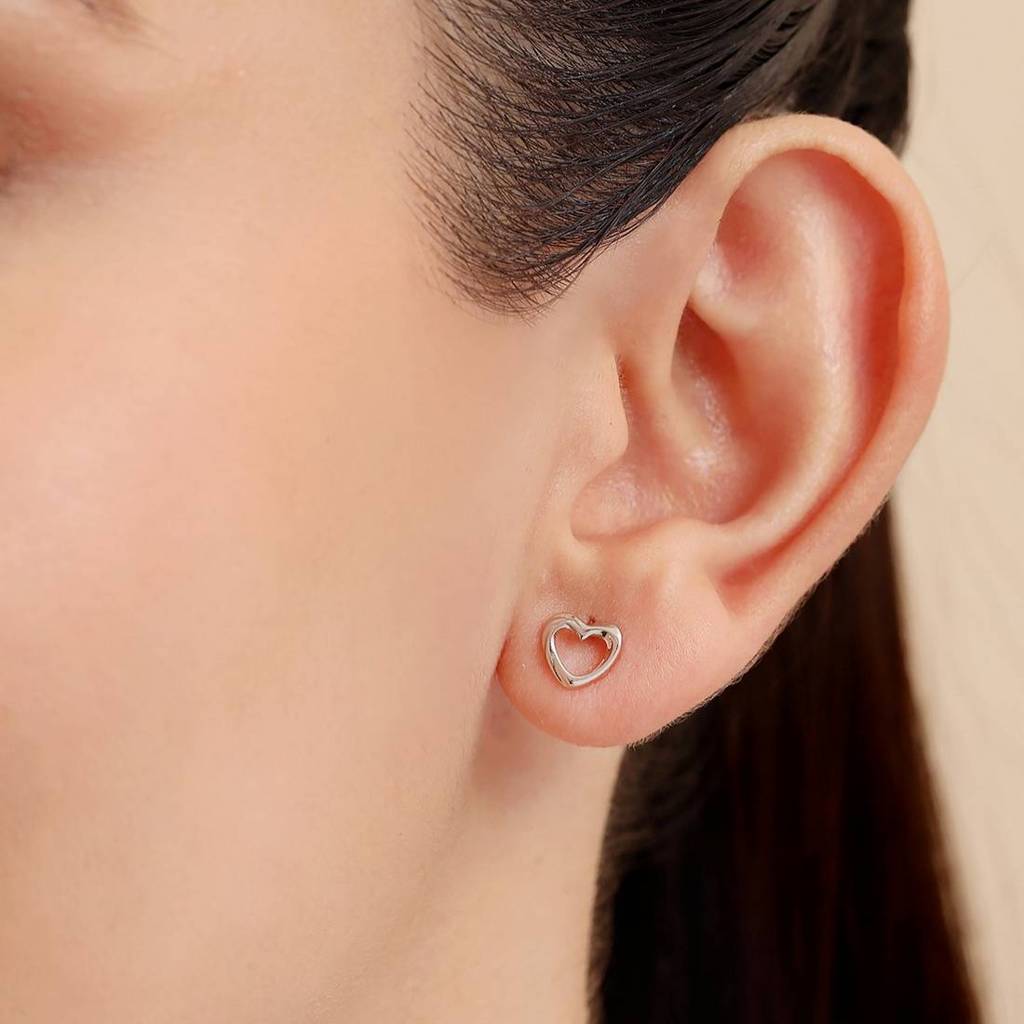 Heart Gleam Rhodium Plated 925 Sterling Silver Earrings : EAR-20849-R