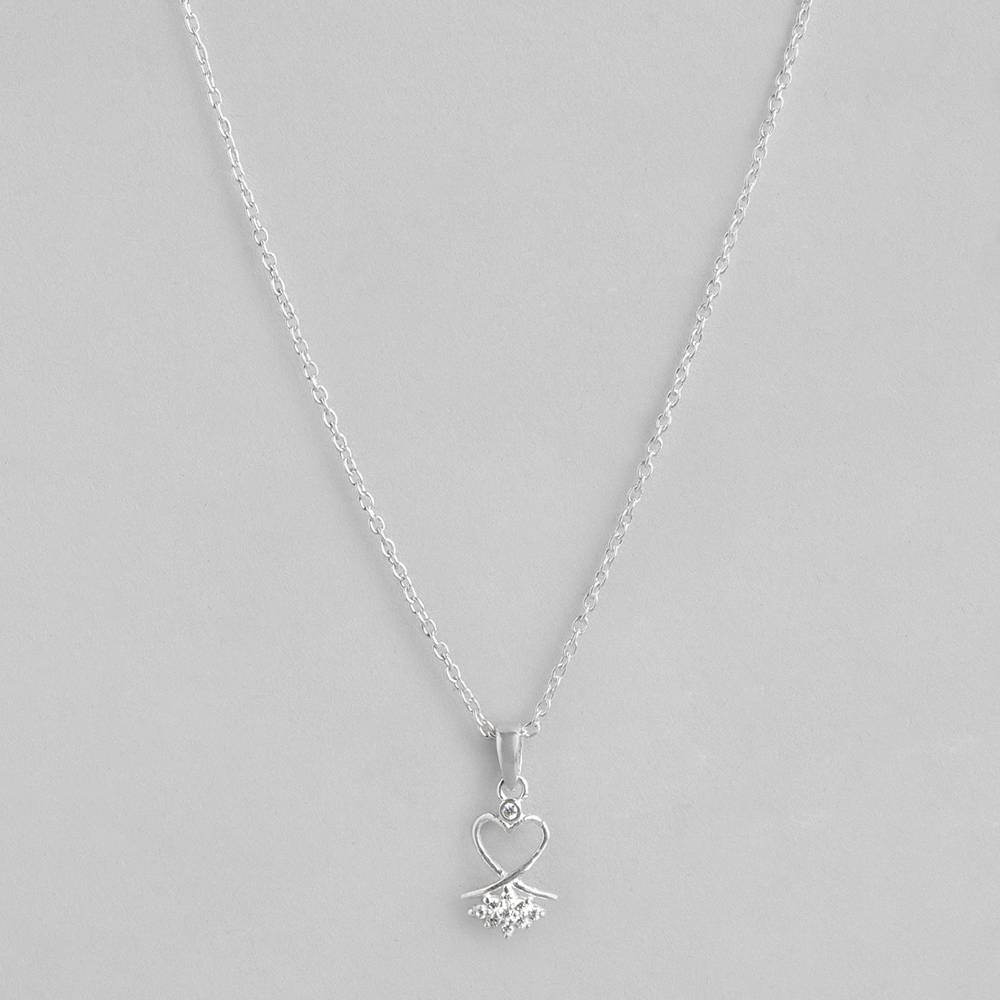 Silver 92.5 Minimal Zircon Studded Pendant And Chain : Silver 92.5 Minimal Zircon Studded Pendant And Chain : Silver 92.