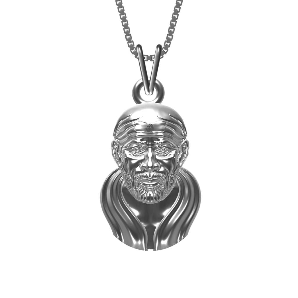 Silver Sai Baba Statuary Healing Pendant : ZLGDP-1009