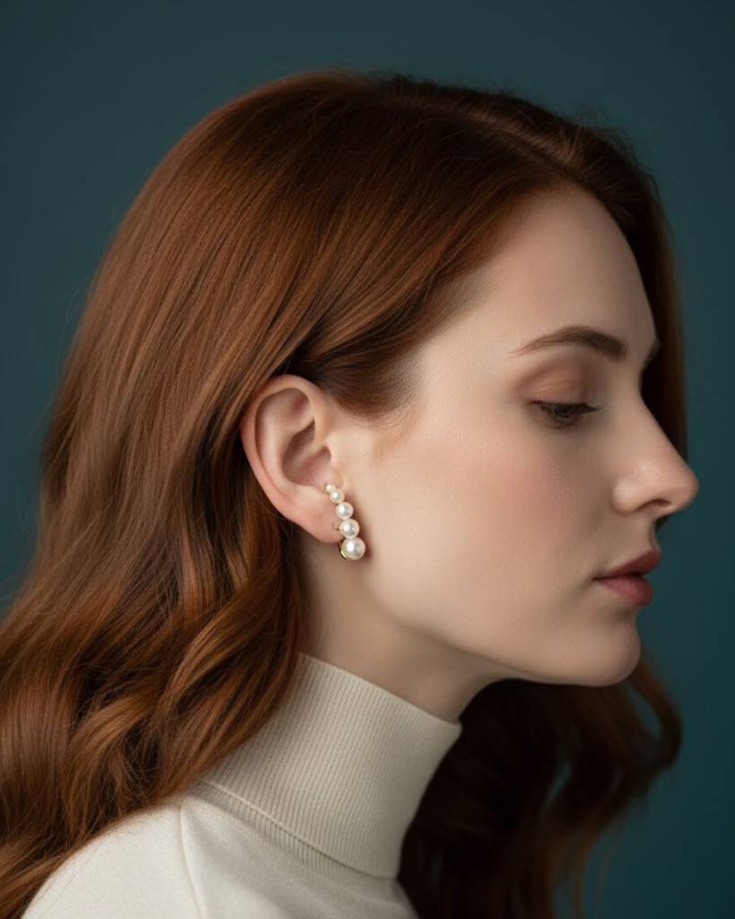Pearl Ear Clip Earrings In 925 Silver : CJLX110116901AZ