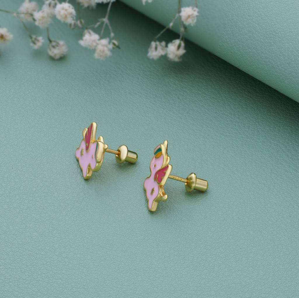 Unicorn 18K Gold Polish Silver Stud For Kids(8+ Yrs) : KS-5