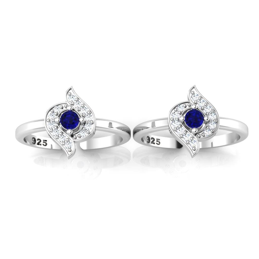 Iski Uski 925 Sterling Silver Curvy Cz Toe Rings