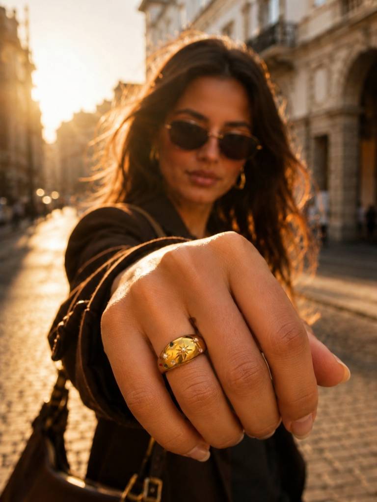 Celestial Multi-Stone Pearl Adjustable Ring In 18K Gold Plating : ATR896MSSR