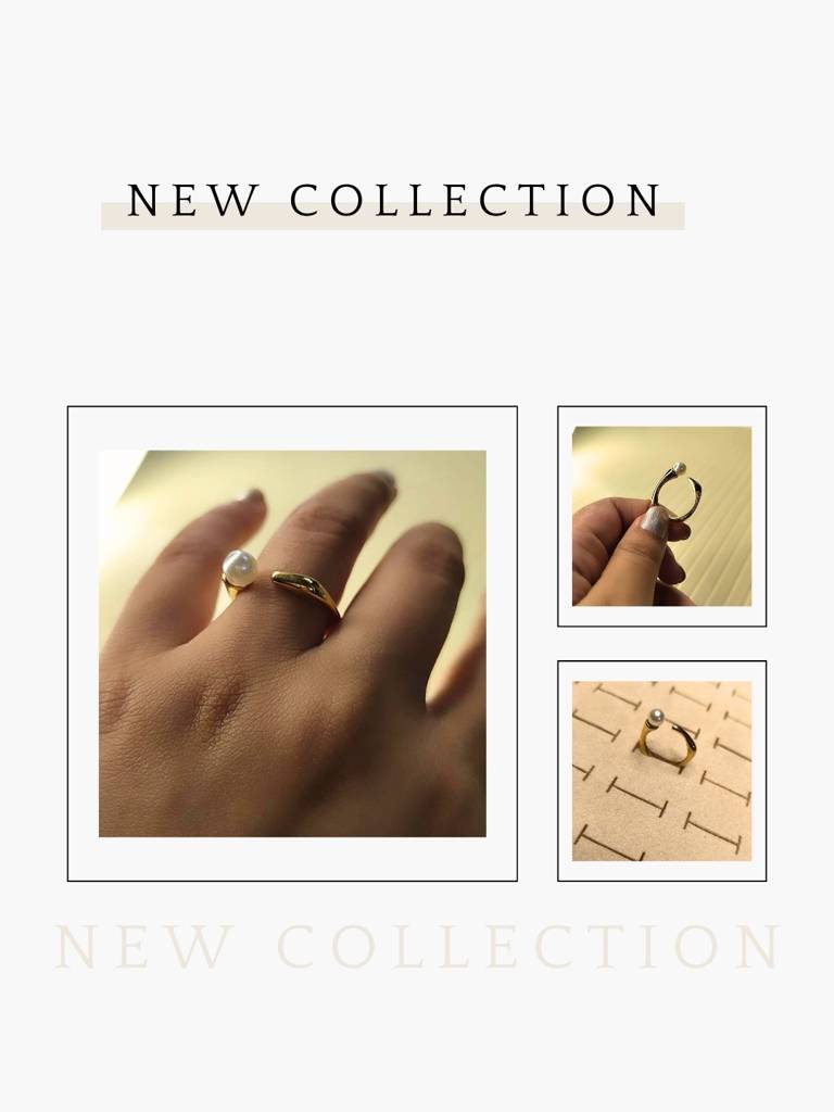 Quad Curve Pearl Ring Â (Anti-Tarnish Gold) : ATR319QSR