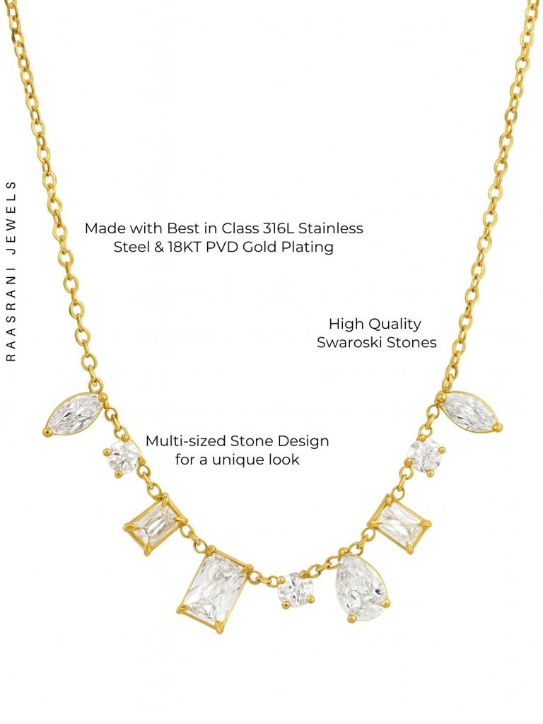 Brand Inspired Multi-Shaped Ad Stone Neckpiece | 18K Gold Plated : S925C699SIMN