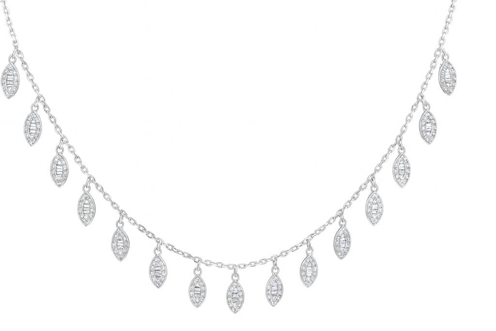 Cocktail Diamond Silver Necklace Set : NS007