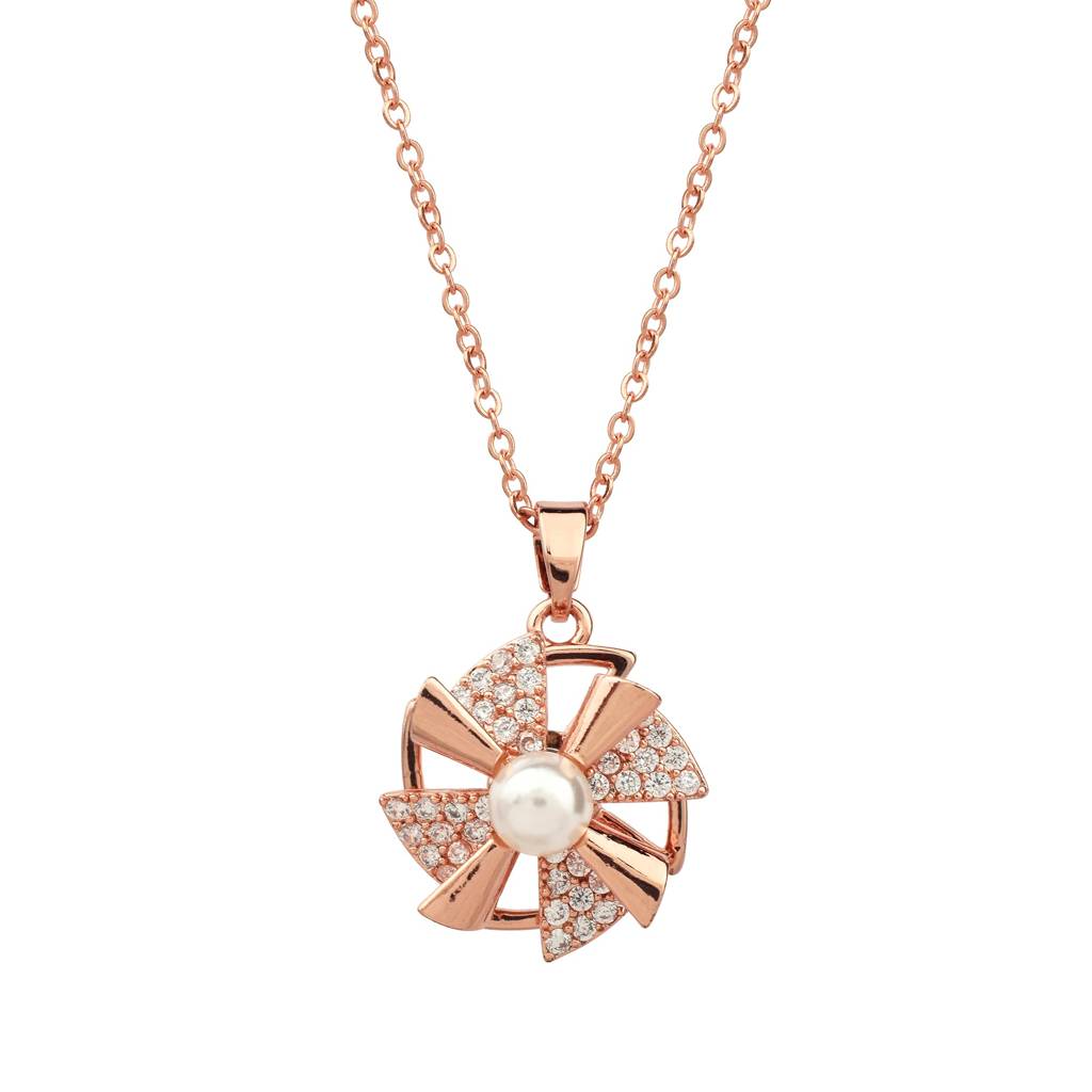 Rotating Rosy Glow Diamond Necklace : SADNECKRGPCZ01