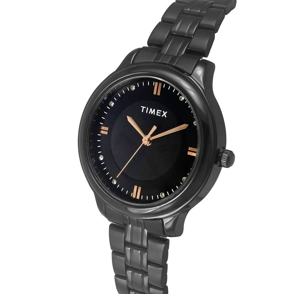 Timex Round 32Mm Black Dial Analog Women Watch - Twel149Smu04 : TWEL149SMU04