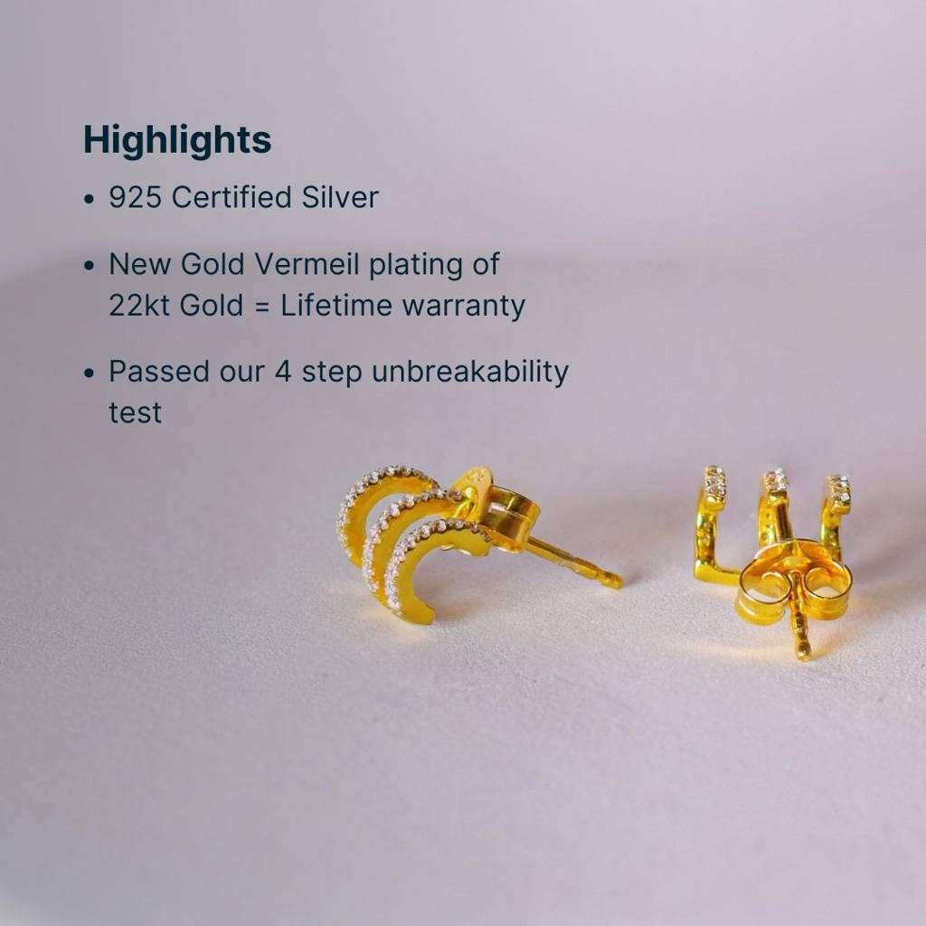 Diversity Earcuffs| Pure Silver With Thickest Gold Layer : TSNP-DIV-18G-50004