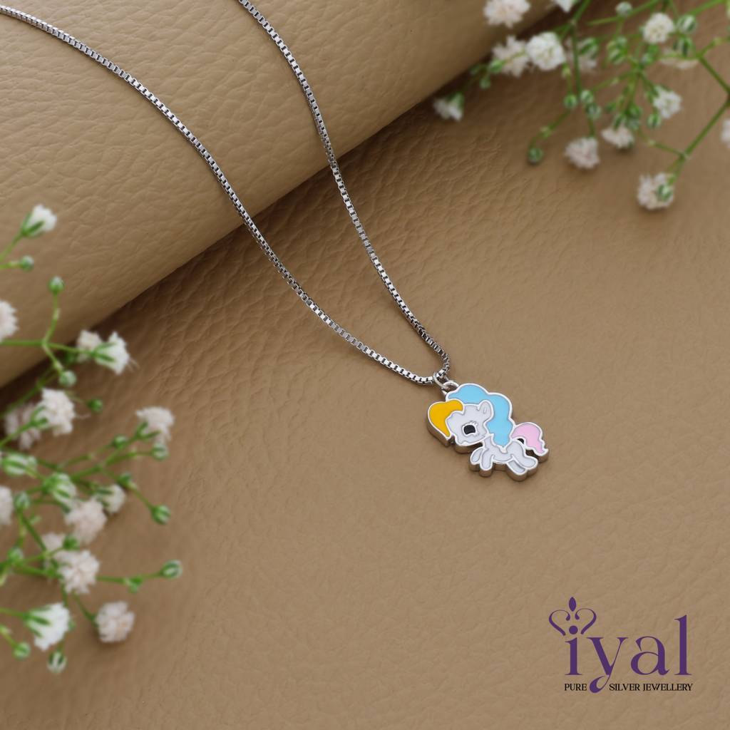 Cute Unicorn 925 Silver Kids Chain Pendent(3+ Yrs) Cute Unicorn