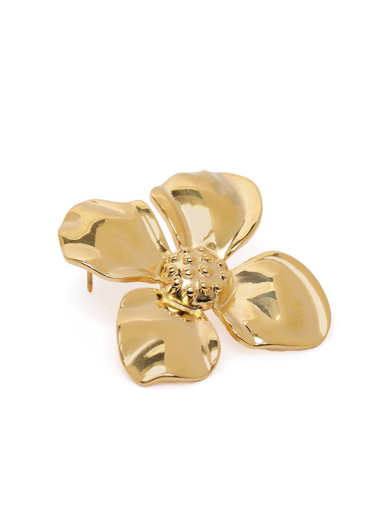 Golden Chunky Flower Earring : AVER10090