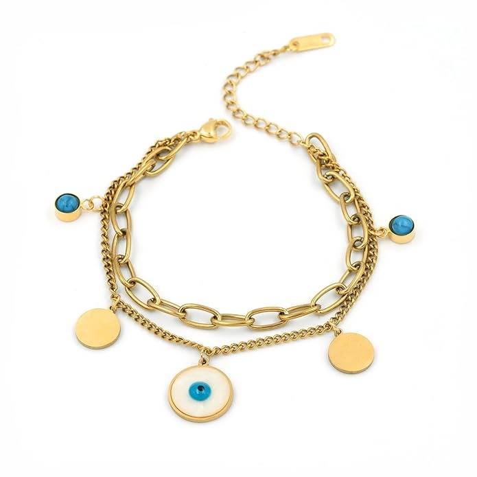 Evil Eye Chain Charm Bracelet Women & Girls | Adjustable Bracelet For Women : HSPS60MB0574
