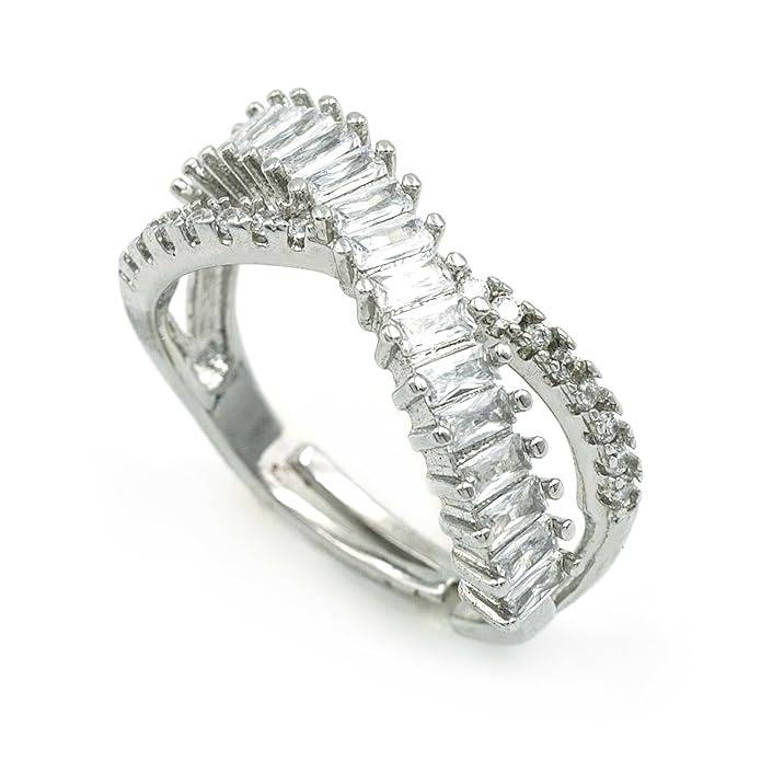 Sliver- Tone Infinity Spark Anti-Tarnish Ring : HSPS60MB0961