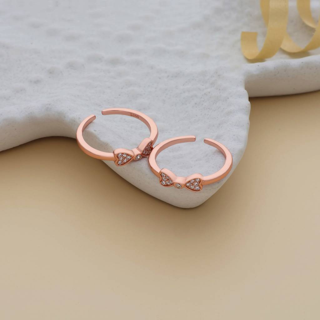 Bow Rose Gold Polish 925 Silver Toering : TR-4