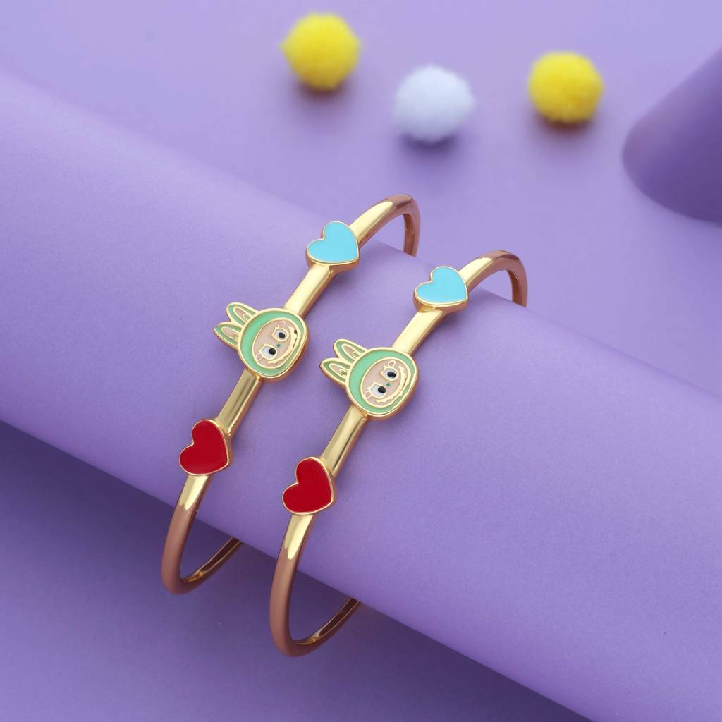 Iyal Labubu 18K Gold Polish Silver Kid Bangle (0-5 Yrs) : KB-CC-GO-U-196-S