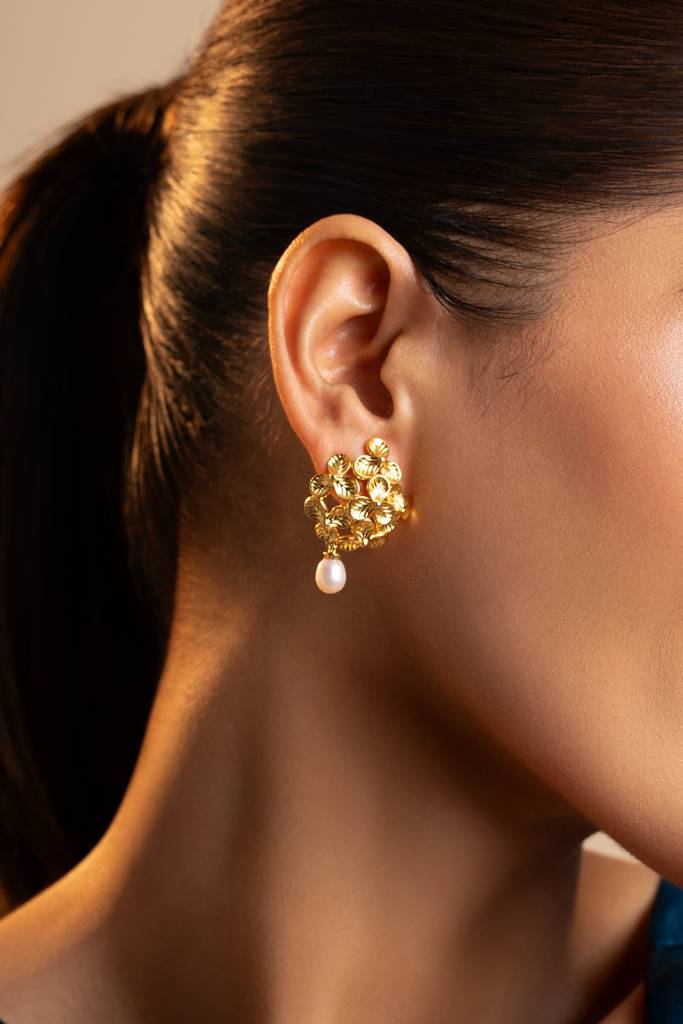 Bloom Freshwater Pearl Drop Earrings : ERG-BLM-PRL