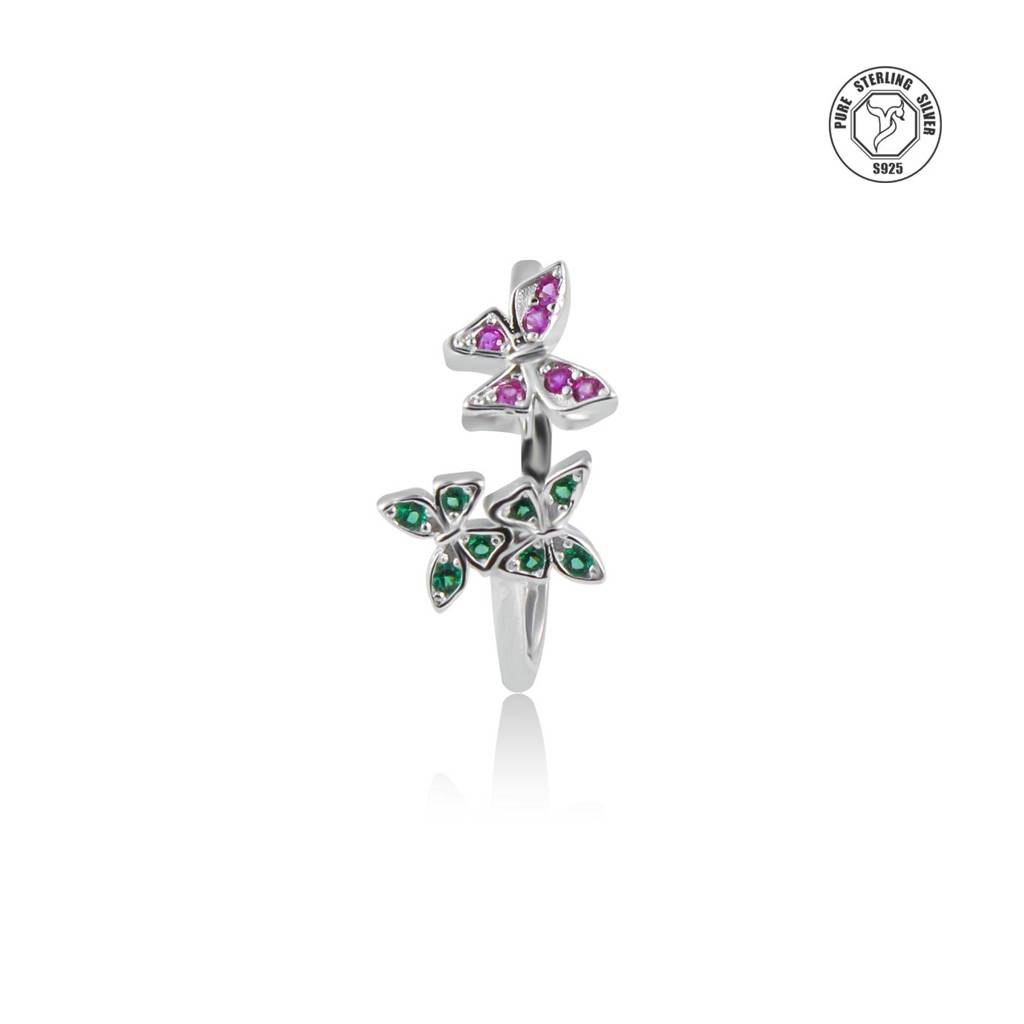 Floral Fantasy Twin Bloom Silver Toe Ring : TRTOBJX0021