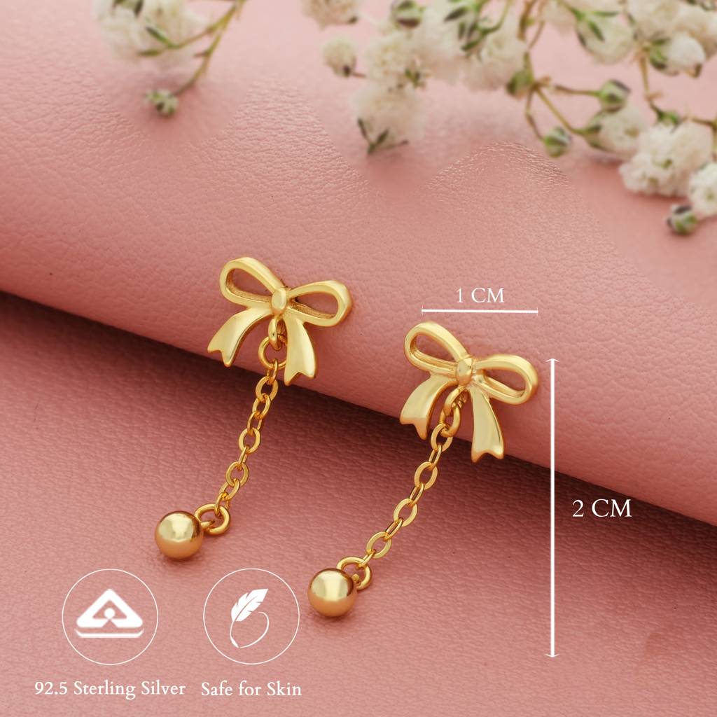 Bow Chain Silver Earring : ED-1