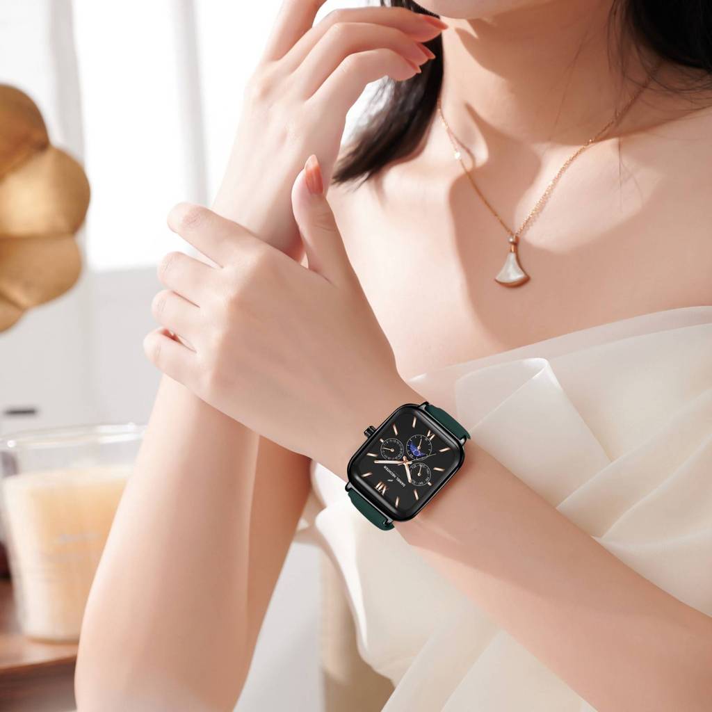 Daniel Hechter Paris Montmartre Unisex Multifunction Square Watch Â Black Dial With Day-Date & 24-Hour Subdial : DHU-1001-04