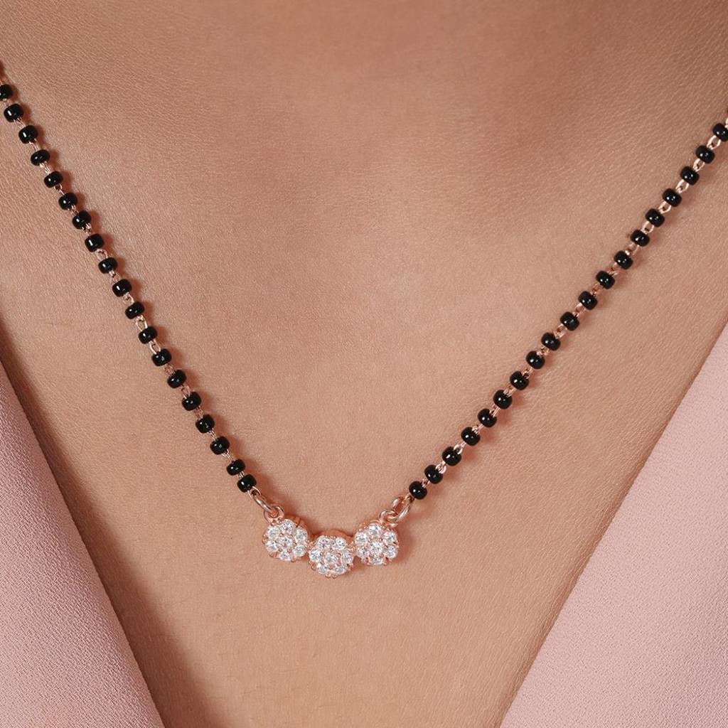 Blooming Elegance Rose Gold Plated 925 Sterling Silver Mangalsutra : MGS-10074-C-RG