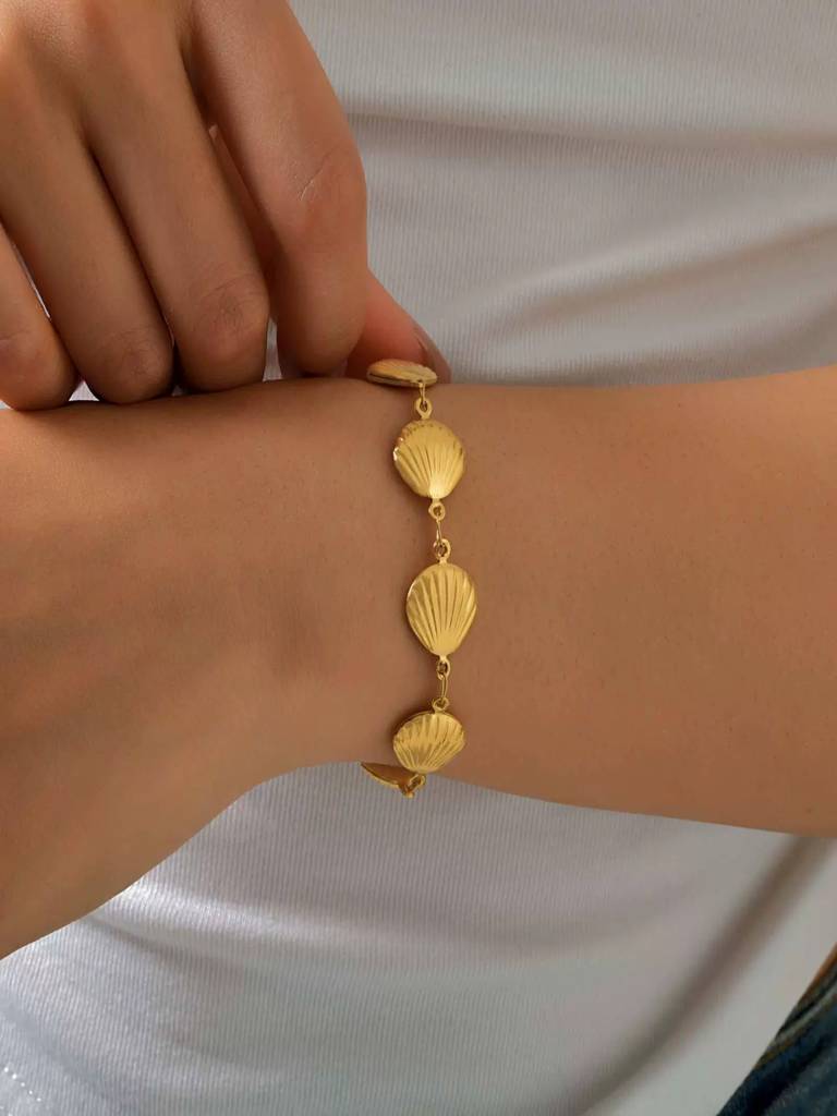 Beach Shell Bracelet 18K Gold Plated Waterproof Anti-Tarnish : AHC0925B0235