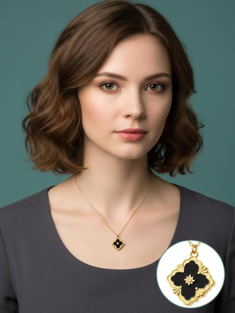 Shrinidhi Clover Necklace | Anti Tarnish | 18K Gold Plated : RKAT000003