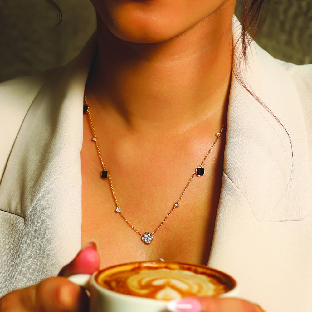 Midnight Enchanted - Lab Diamond Clover Necklace : LLNK0120