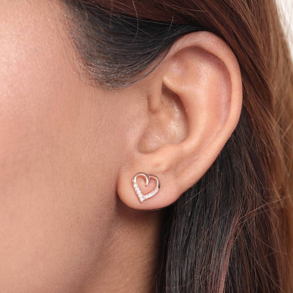 Rosy Devotion Cz Rose Gold-Plated 925 Sterling Silver Earrings : EAR-20643-RG