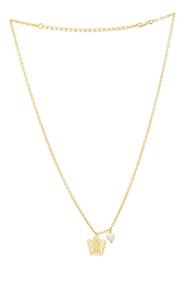 Anti-Tarnish 22Kt Gold-Plated Flutter Pendant Necklace : P03532