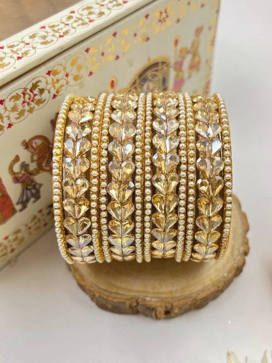 Luxury Pearl Diamond Bangles Set – Ethnic Indian Jewelry : HB-3-24