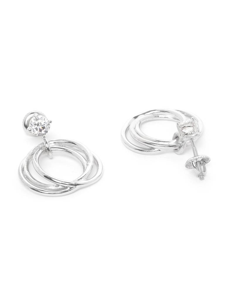 925 Sterling Silver Swiss Zirconia Dangle & Drop Mavis Earring With Screw Back Gift For Women And Girls : CSWZHDE21