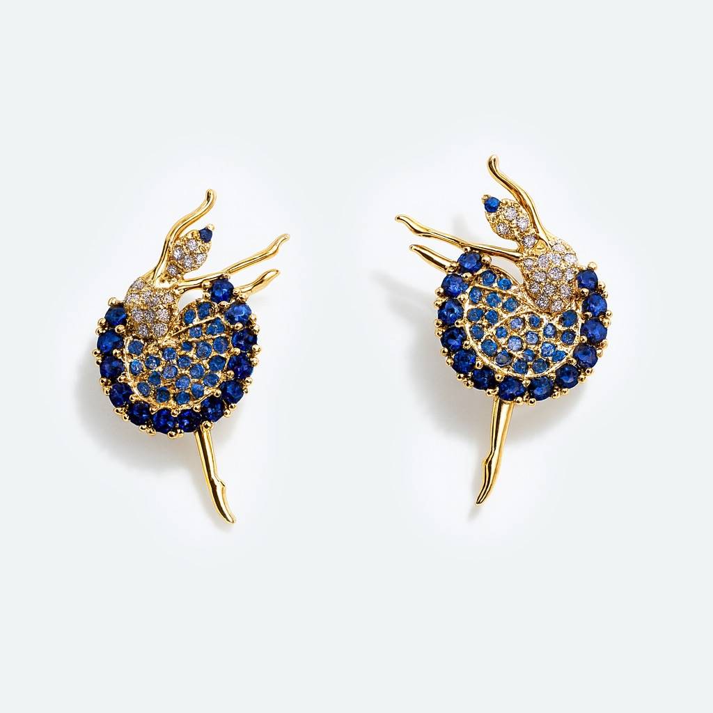 Blue Ballerina Stone Earrings : AN-LJ-BU-0009-DE