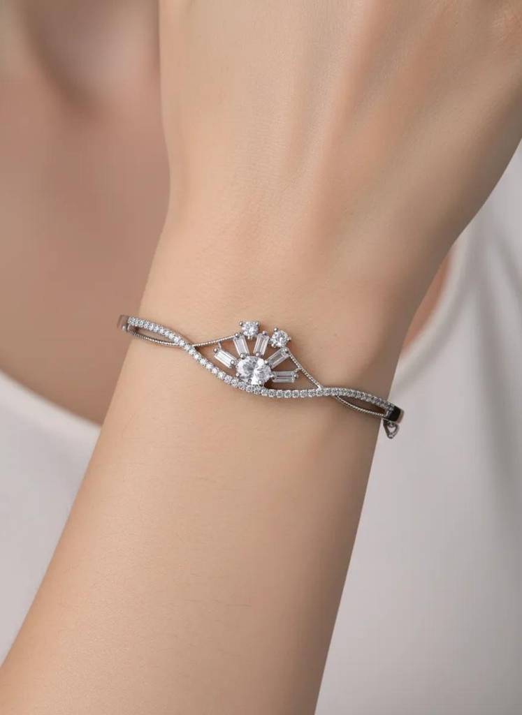 Bhuvika Bangle Bracelet | American Diamond : RKBB000001
