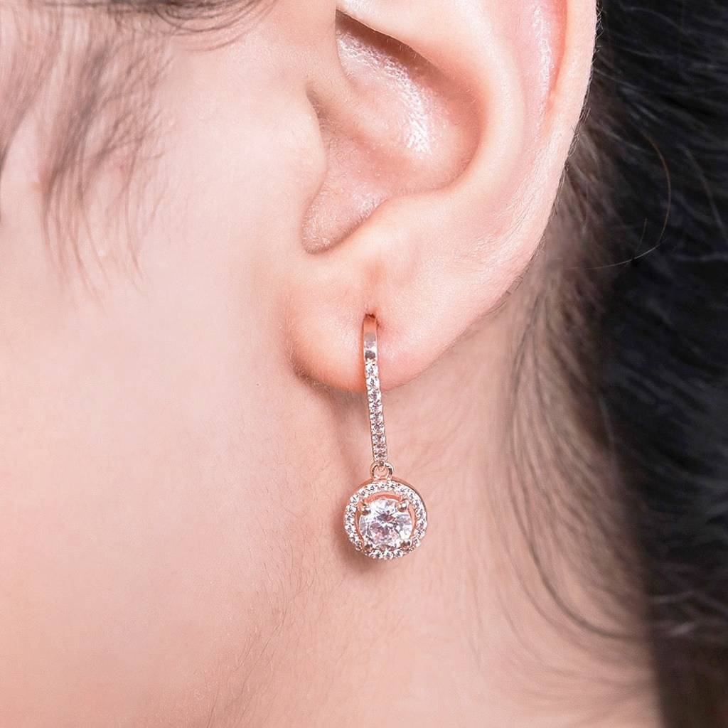 Chic Goddess Rose Gold Fish Hook 925 Silver Earrings : EAR-20066
