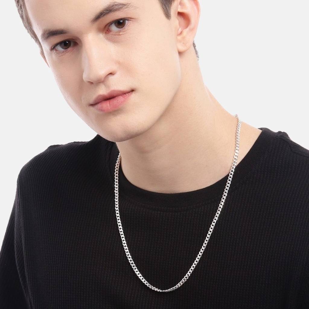 Timeless Silver Linkage 925 Sterling Silver Silver-Plated Chain For Him 22 Inches : CH-10047-S-22-INCH