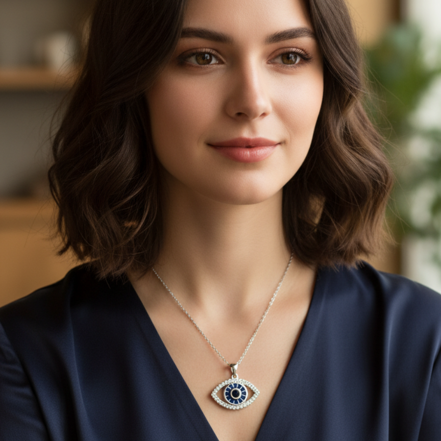 Big Evil Eye Necklace For Women | Bold Protective Evil Eye Pendant Jewellery : 943319698