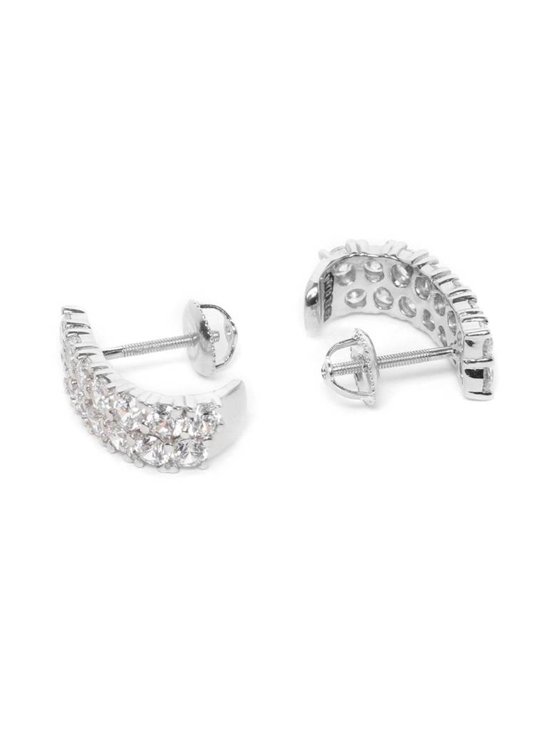 925 Sterling Silver Swiss Zirconia Hoop Sylvie Earring With Screw Back Gift For Women And Girls : CSWZHDE22