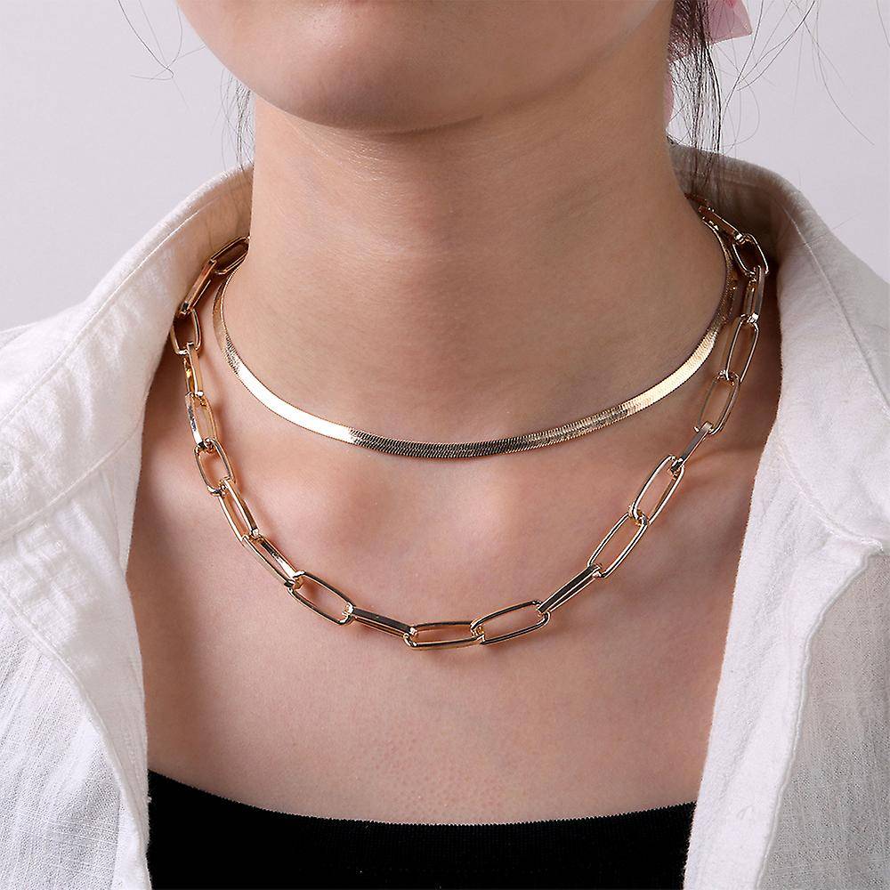 925 Pure Silver Rose Gold Paperclip Chain Necklace | Layered Rose Gold Chain : NL1055