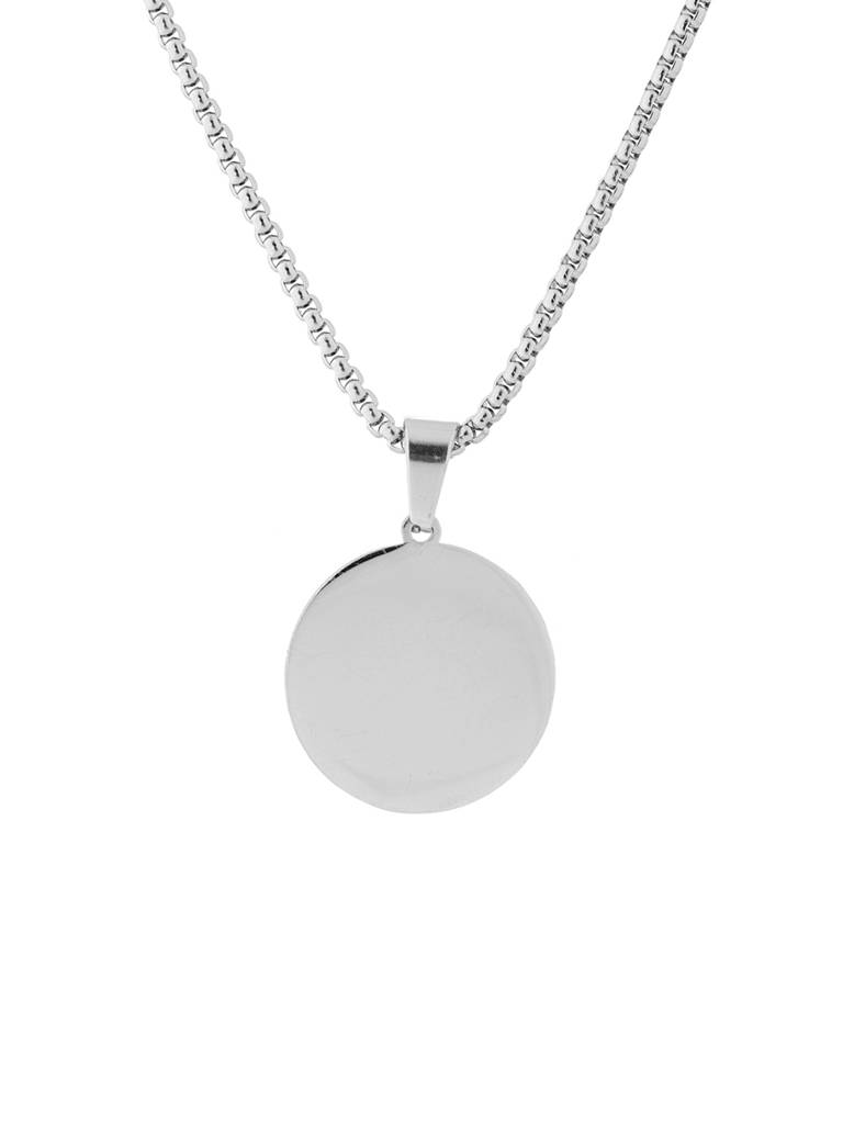Signature Lunar Disc Silver Pendant Necklace For Men : 8905124576108