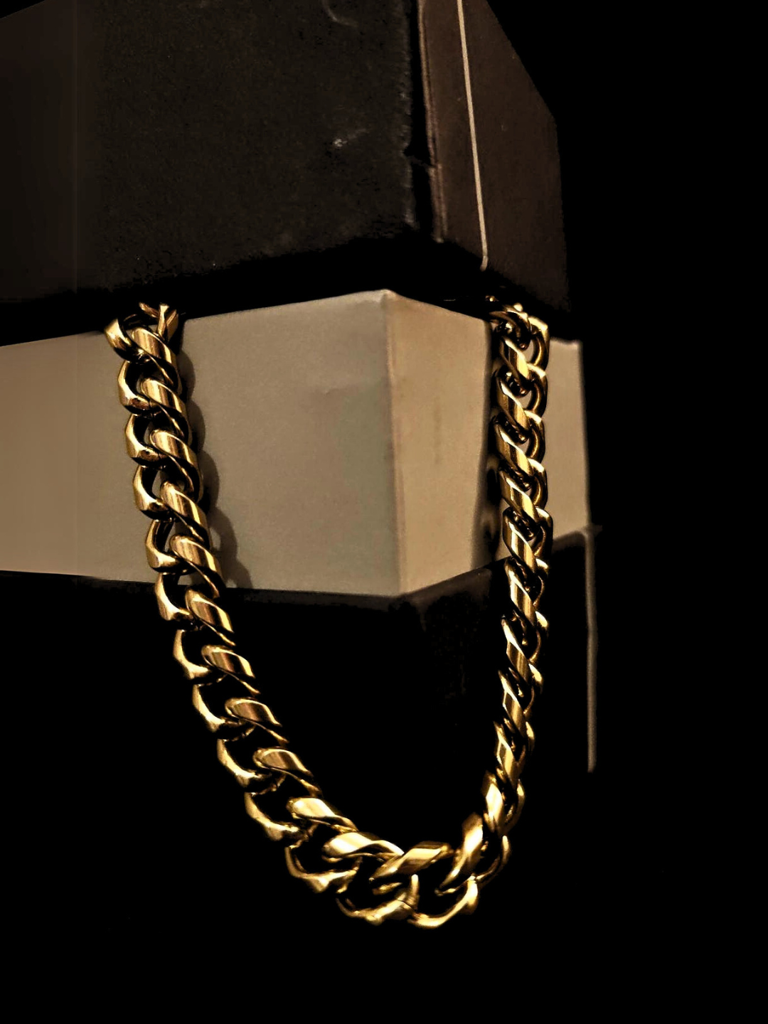 Gold Cuban Chain Bracelet (Thin) : MATB245GC
