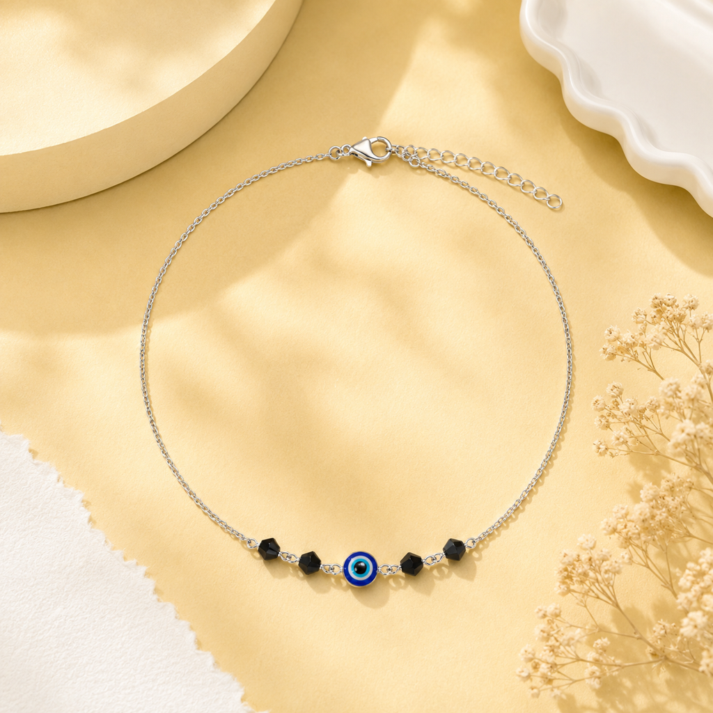 Silver Evil Eye Anklet : AN03670