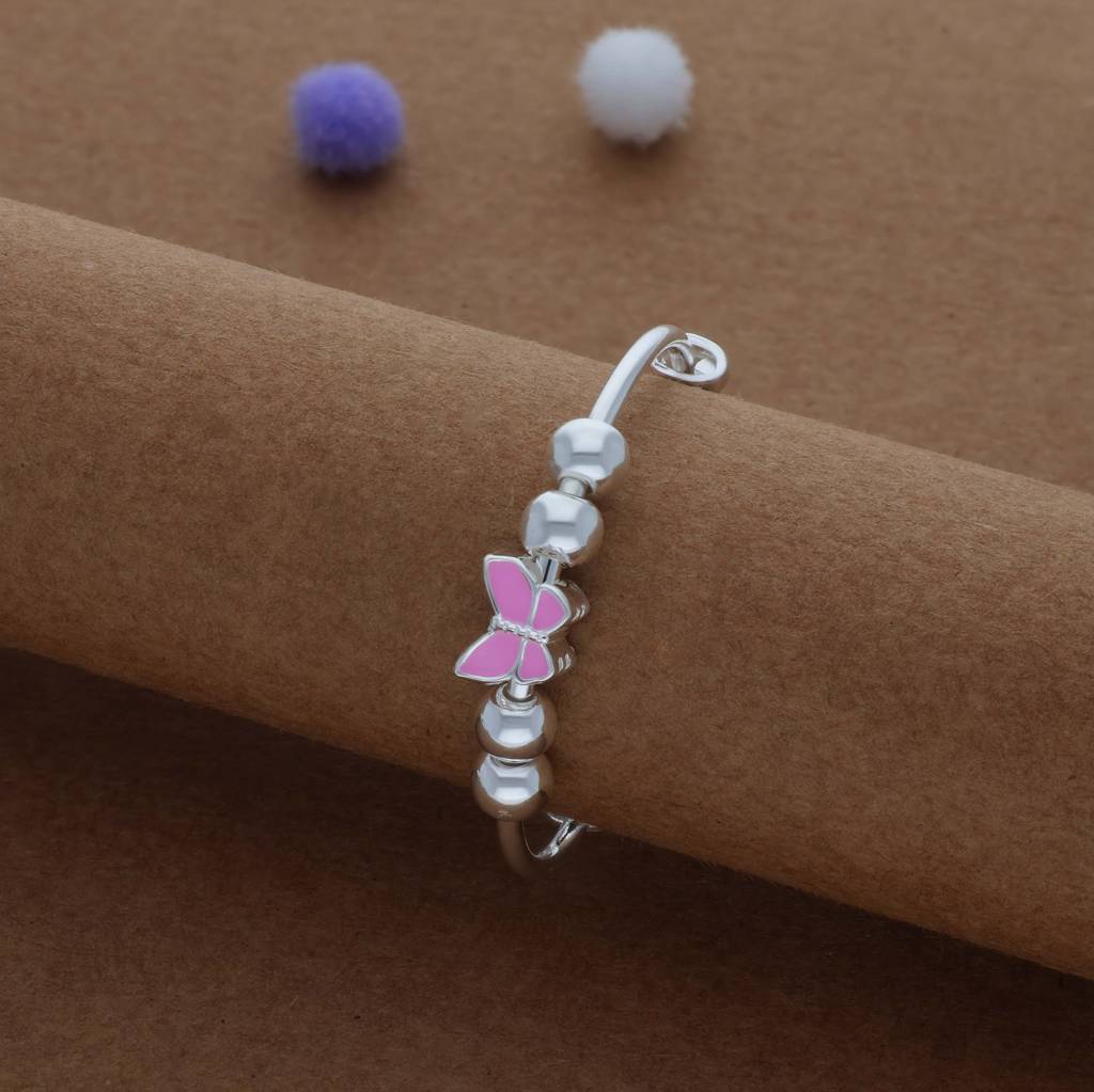 Iyal Candy Wing Charm Kid Silver Bangles (0–3 Yrs) | 999 Hallmark | Adjustable Daily Wear Baby Kada | Light : KB-CC-RH-A-159-P