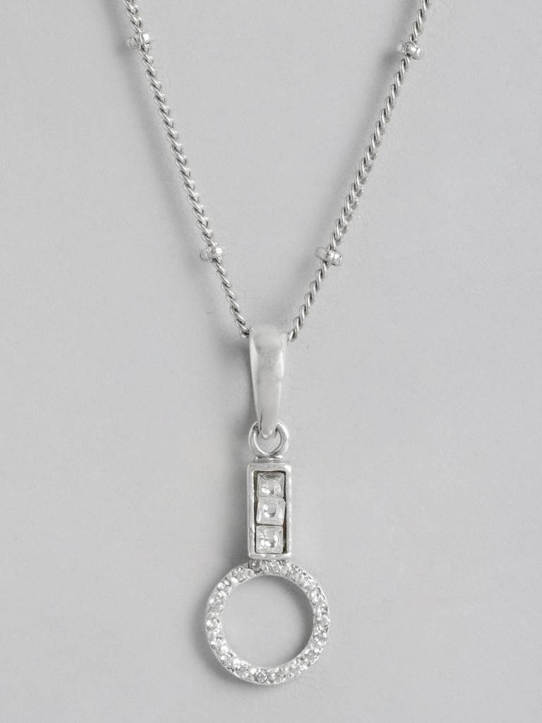 92.5 Silver Round Zircon Necklace : U100SG005MY048