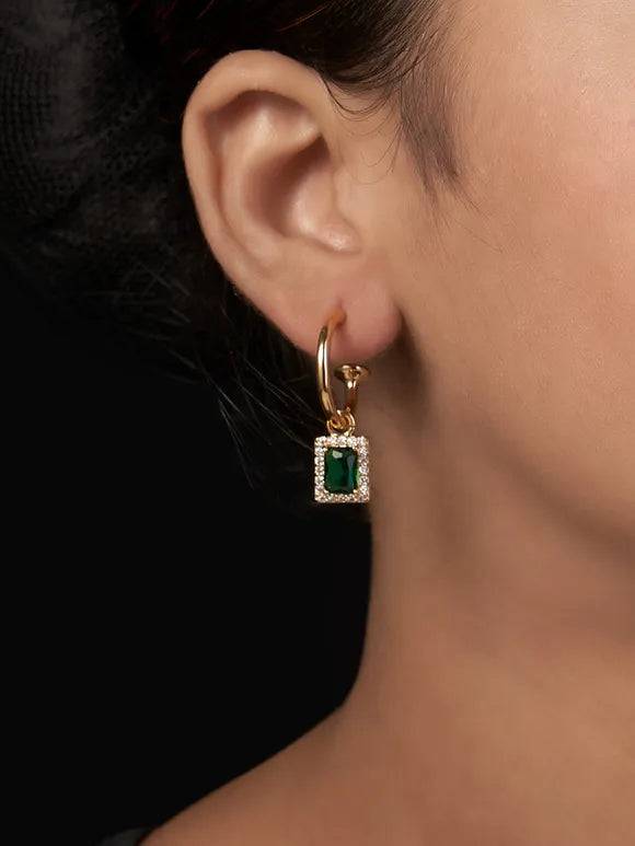 Green Baguette Earrings : MJ06