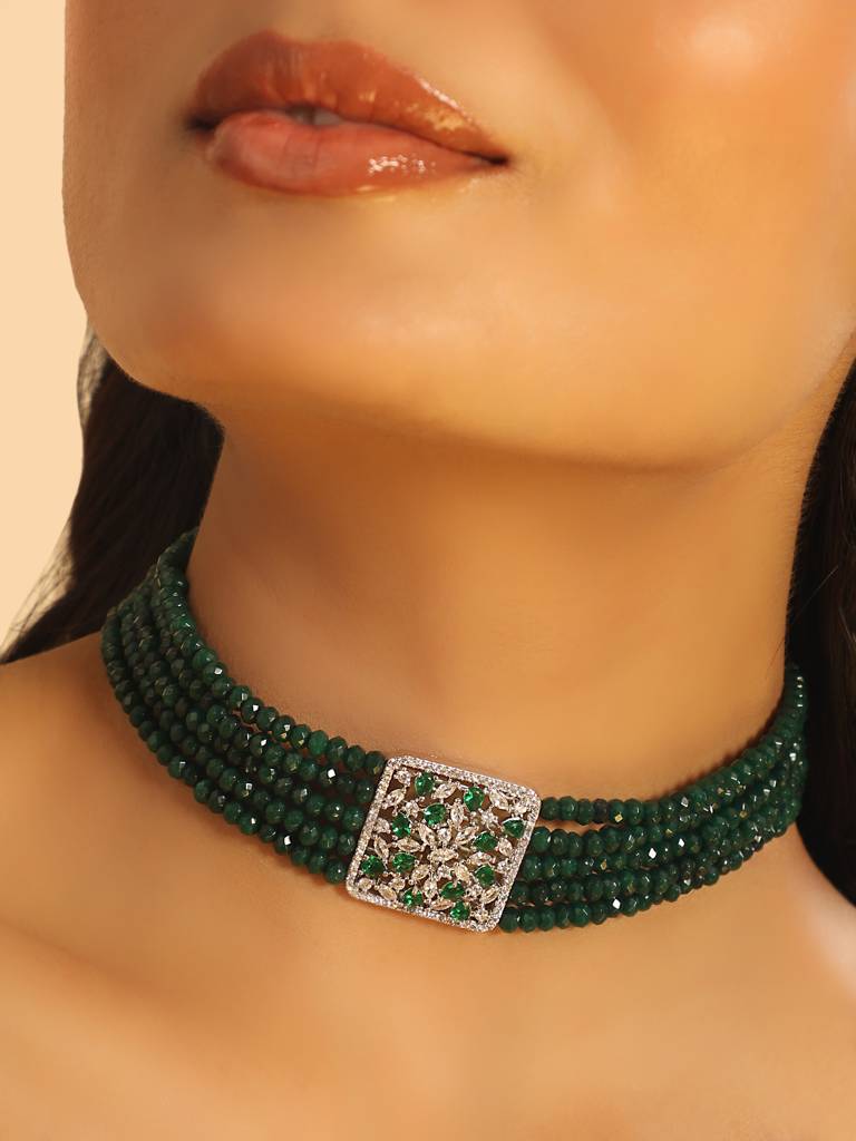 Zircon Floral Grace Necklace Set : YI24A0463N