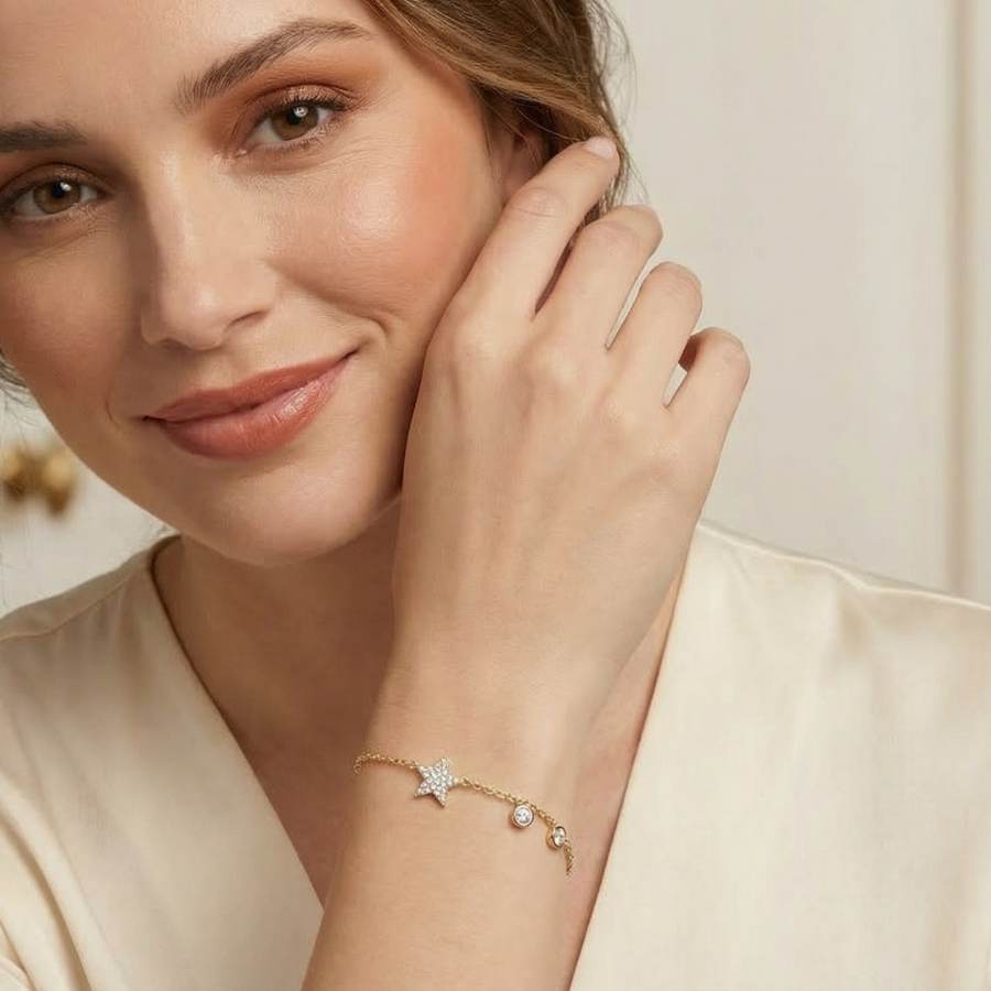 Start Bracelet For Women | Minimal Star Accent Chain Bracelet Jewellery : 5294103887