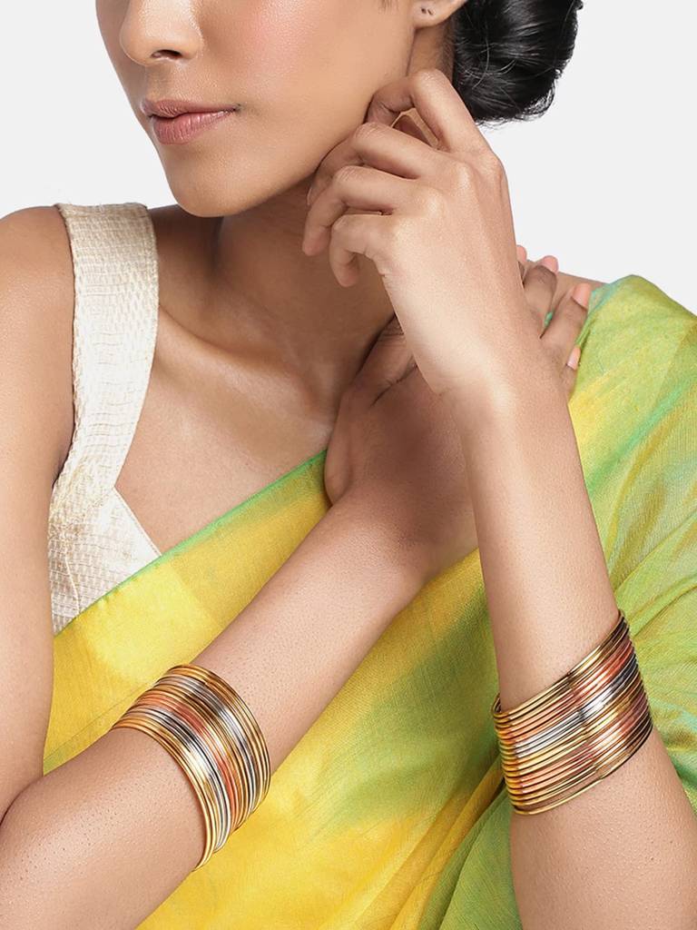 Peora Multicolor  Traditional Antique Look Oxidised Metal Bangle Set Gift For Women Girls : PF34B999ML-8