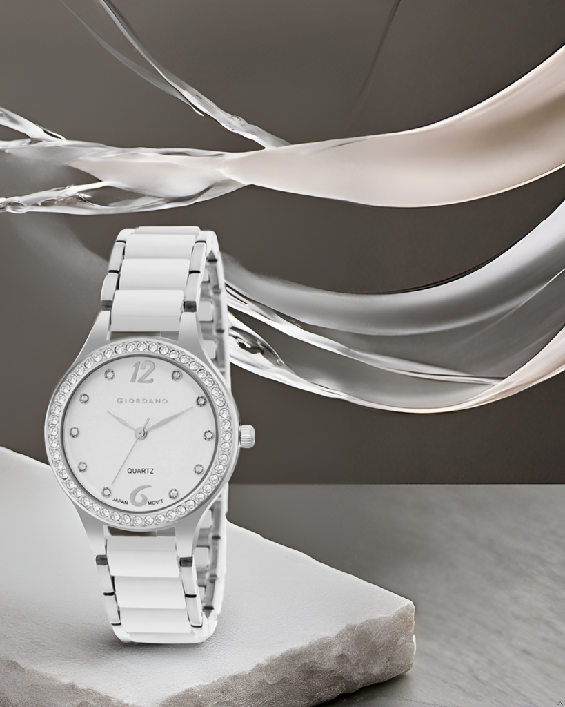 Giordano Analog Watch For Women, Diamond-Set With Metal Strap Ladies Water Resistant Wrist Watch For Female-Gz-6 : GZ-60065-11