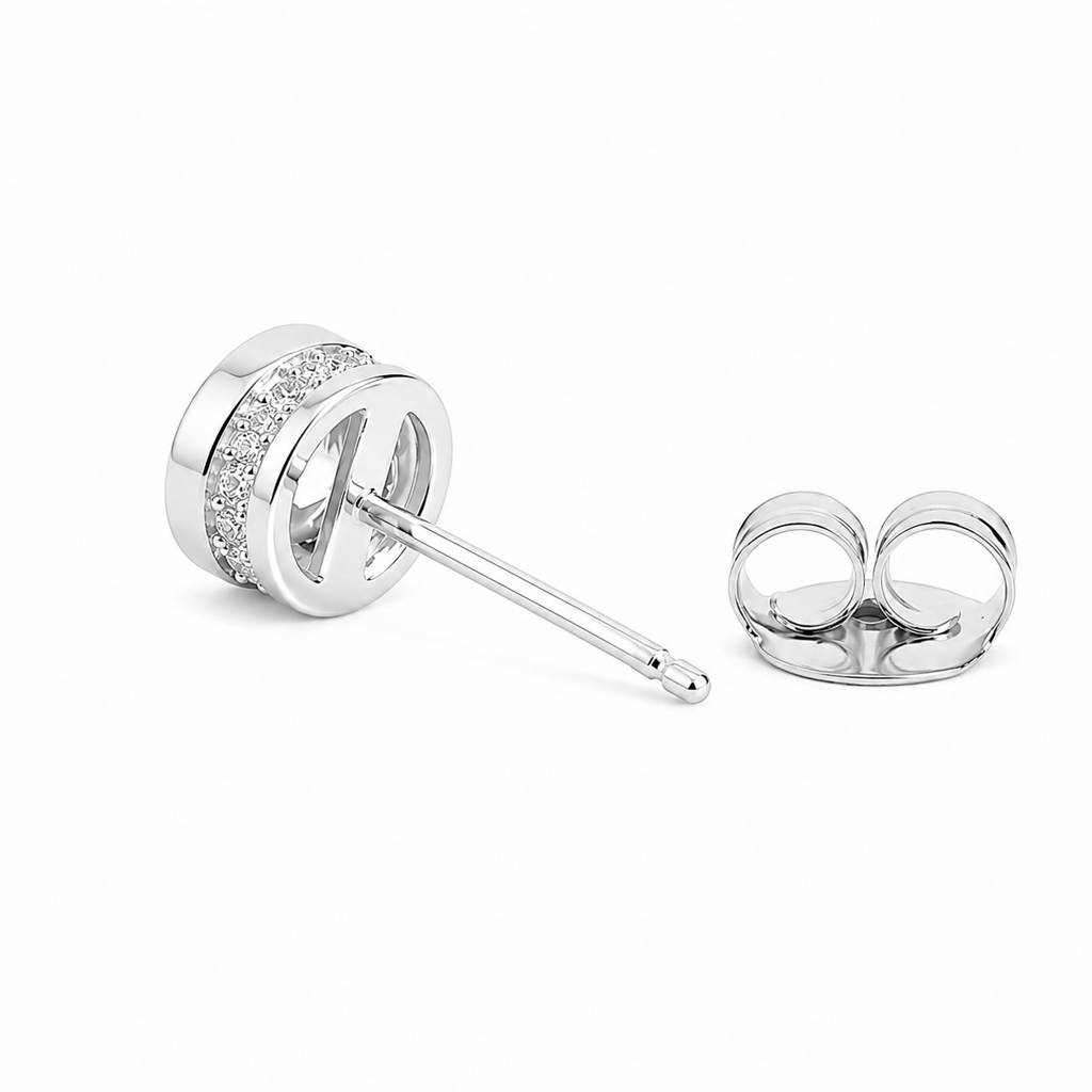 Silver Classic Round Spark Studs : WER00046